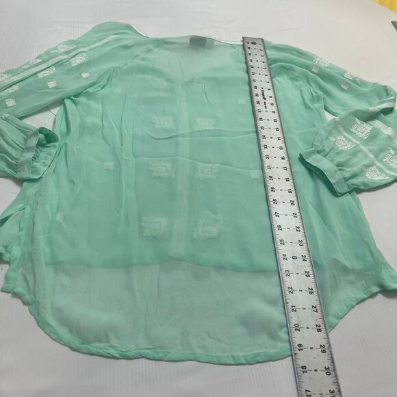 NWT Chloe Oliver Anthropologie Monica Blouse Embroidered Mint Top Size Large New - Picture 12 of 12